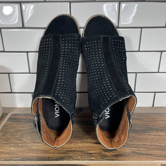 Vionic Aloft Chryssa Womens Size 6.5 Shoes Black Suede Open Toe Ankle Boots - Picture 8 of 14